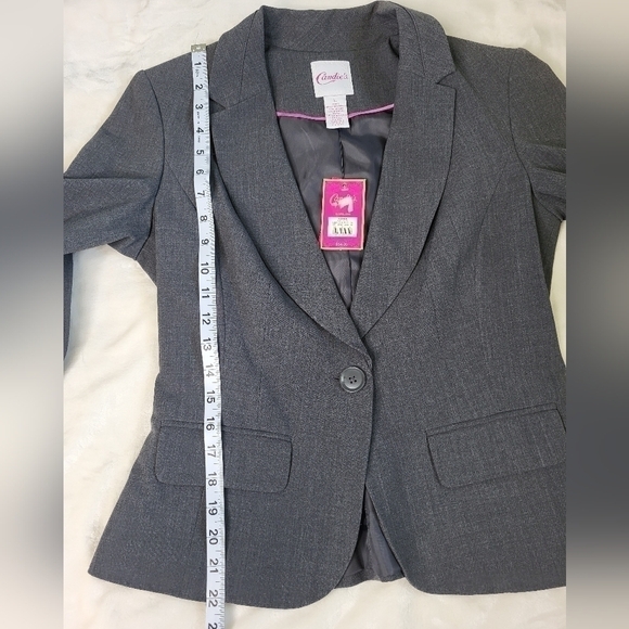 CANDIES Blazer. Ladies Size Large. Dark Grey. Built in Shoulder Pads - Picture 6 of 10